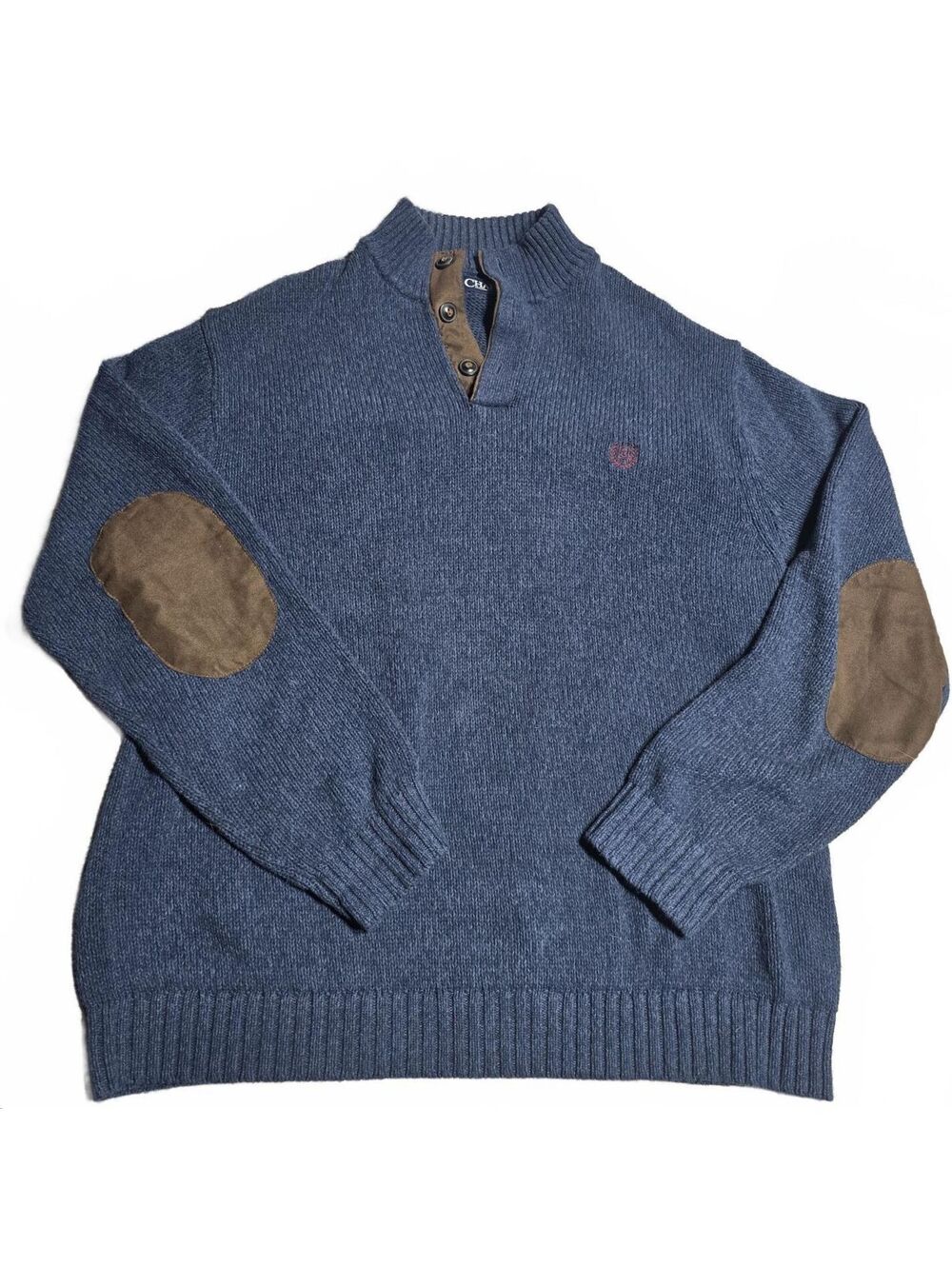 Men's XL Chaps Navy Knit Sweater with Elbow Patches